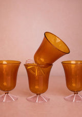 Casa by Josephine Jenno Whimsical Amber Glasses with Pink Base