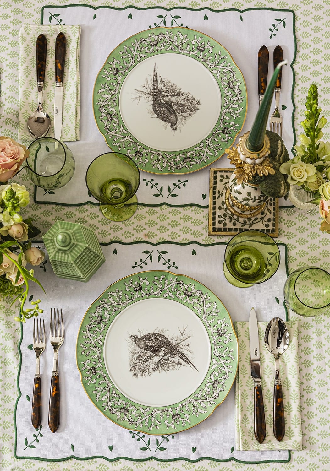 Casa by Josephine Jenno Green Blossom Rectangular Placemats - Set of 4