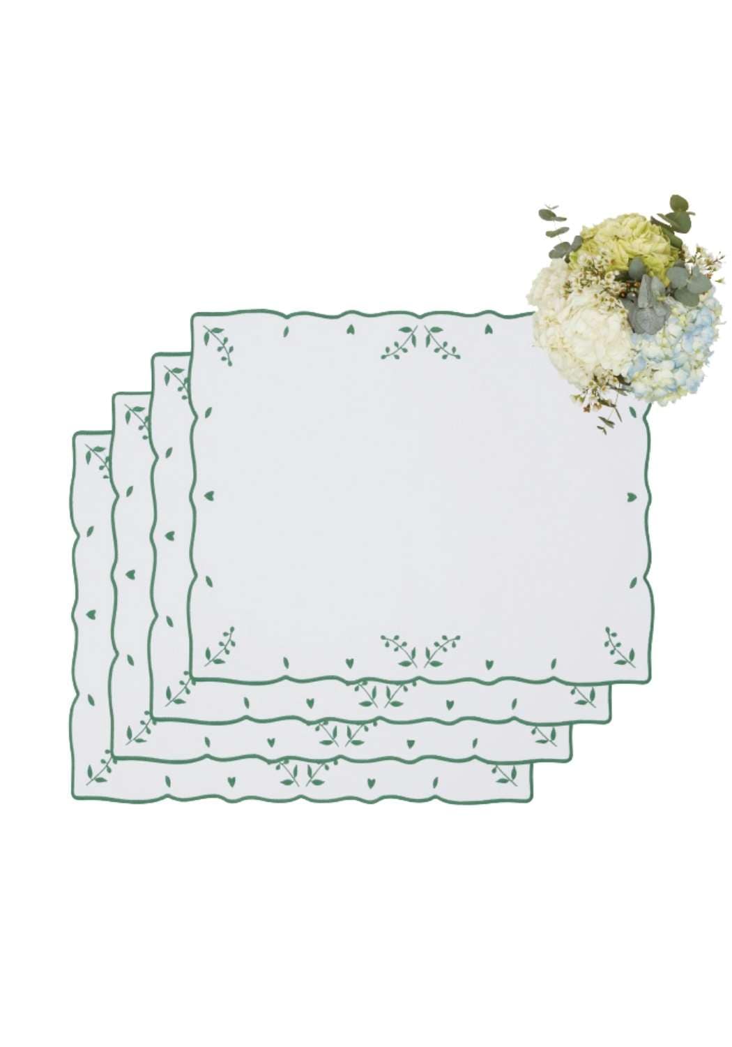 Casa by Josephine Jenno Green Blossom Rectangular Placemats - Set of 4