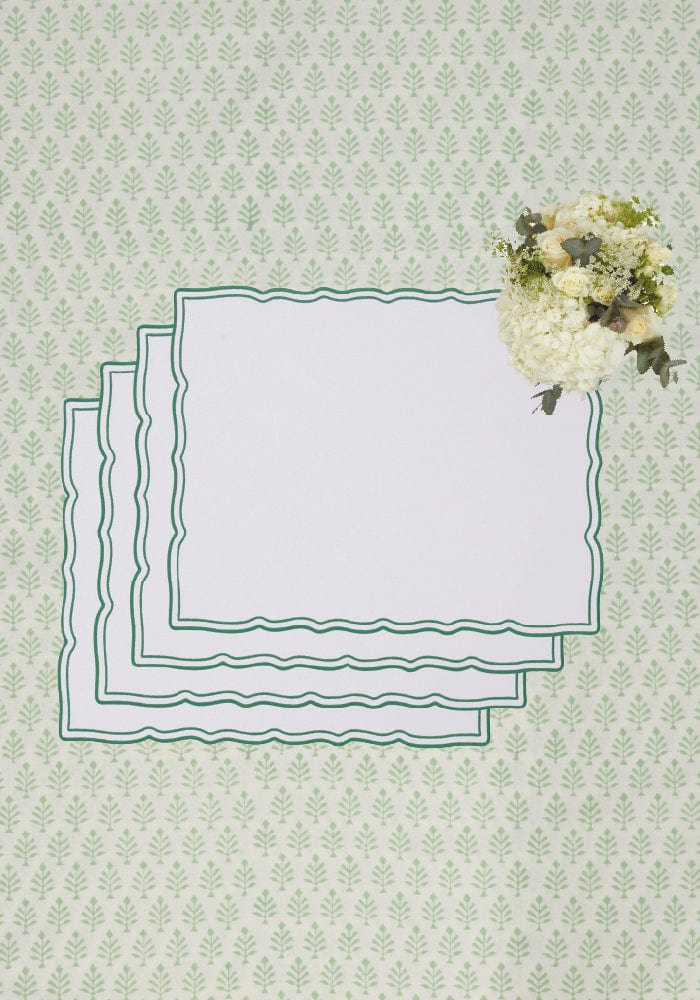 Casa by Josephine Jenno Green Wavy Trim Rectangular Placemats - Set of 4