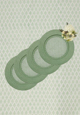 Harbour Island Round Rattan Charger Green Set of 4 | Casa by Josephine Jenno