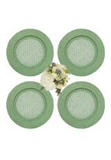Harbour Island Round Rattan Charger Green Set of 4 | Casa by Josephine Jenno
