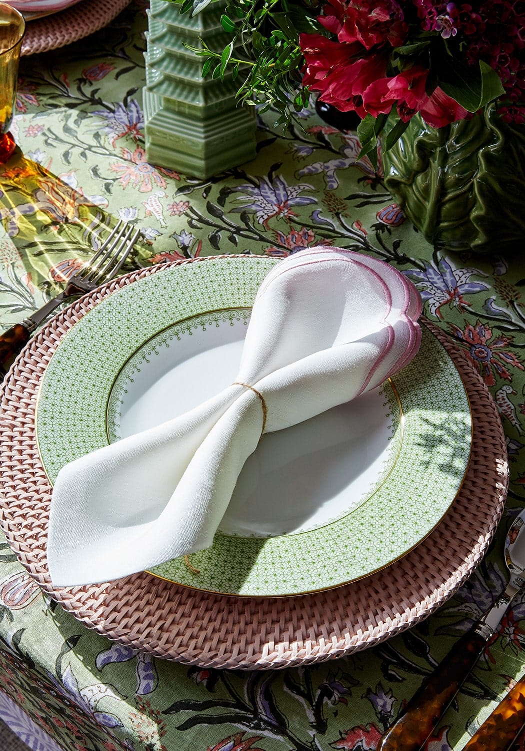 Casa by Josephine Jenno Pink Rattan Charger Placemats - Set of 4