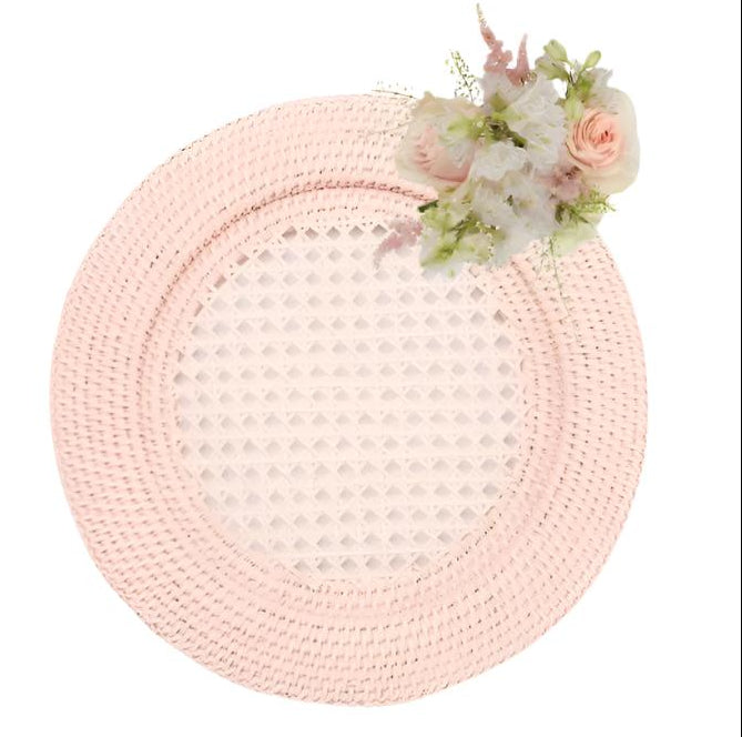 Casa by Josephine Jenno Pink Rattan Charger Placemats - Set of 4