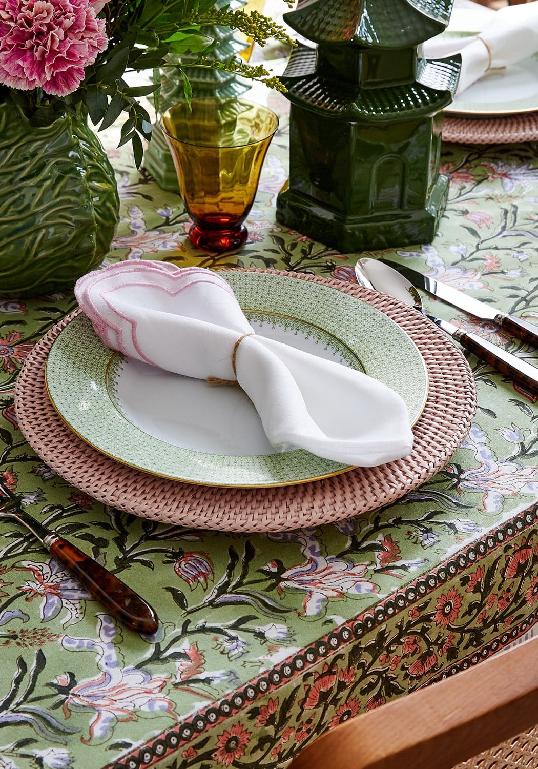 Casa by Josephine Jenno Pink Rattan Charger Placemats - Set of 4