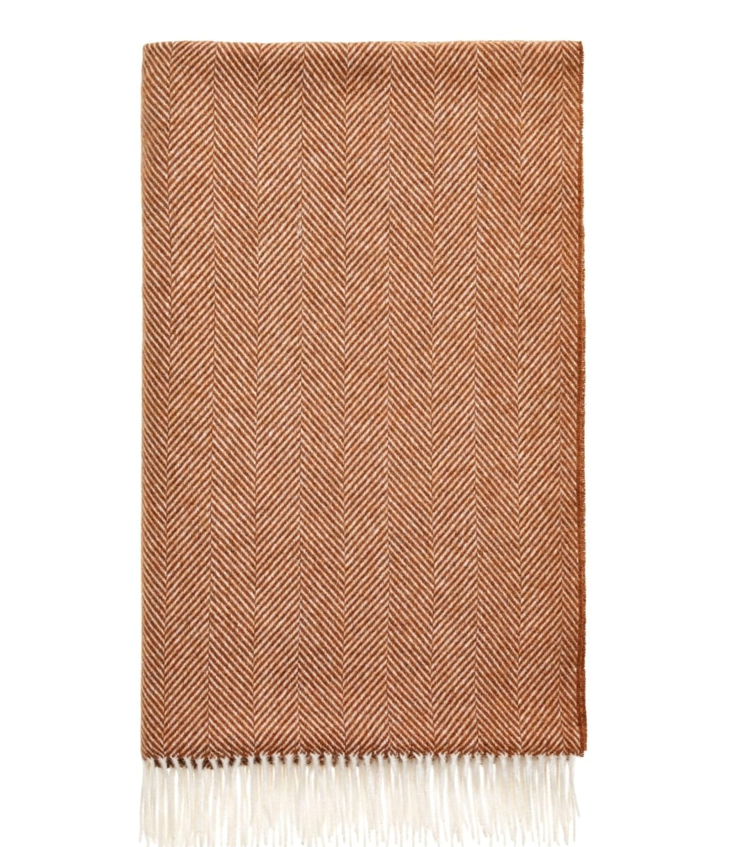 Casa by Josephine Jenno Harriet's Soft Amber British Merino Wool Throw Blanket