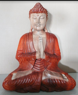 Yorkshire Bonsai Hand Carved Buddha Statue Wooden Decor - 40cm