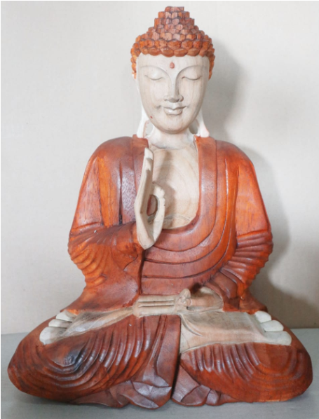 Yorkshire Bonsai Hand Carved Buddha Statue Wooden Decor - 40cm