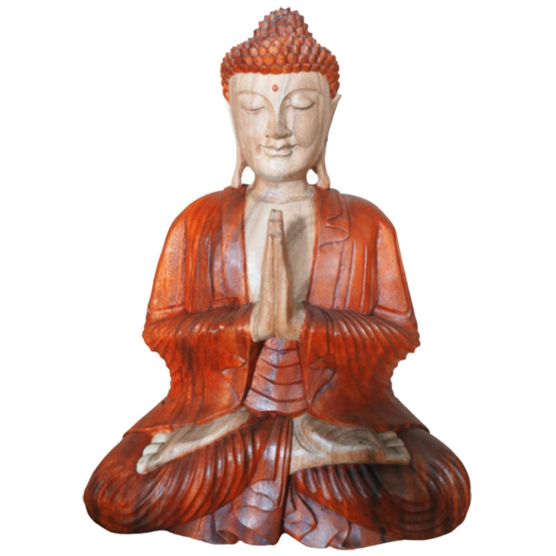 Yorkshire Bonsai Hand Carved Buddha Statue Wooden Decor - 40cm