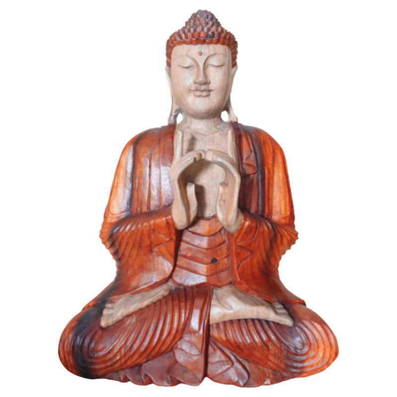 Yorkshire Bonsai Hand Carved Buddha Statue Wooden Decor - 40cm