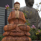 Yorkshire Bonsai Hand Carved Buddha Statue Wooden Decor - 40cm
