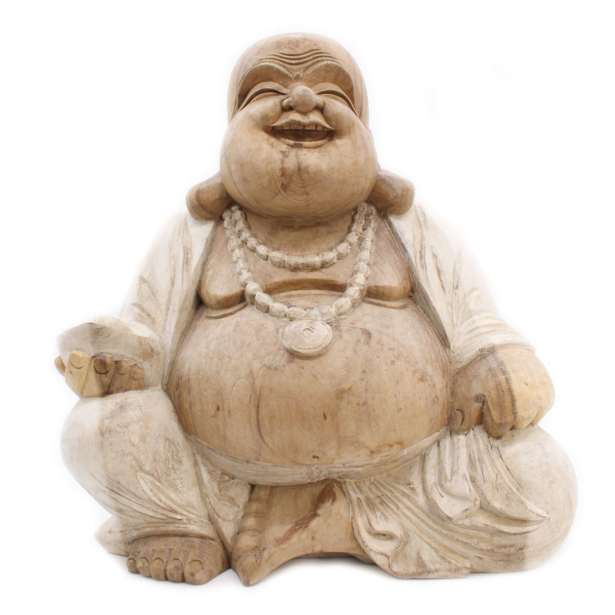 Yorkshire Bonsai Happy Buddha Whitewash 50cm Statue