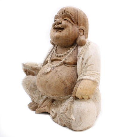 Yorkshire Bonsai Happy Buddha Whitewash 50cm Statue