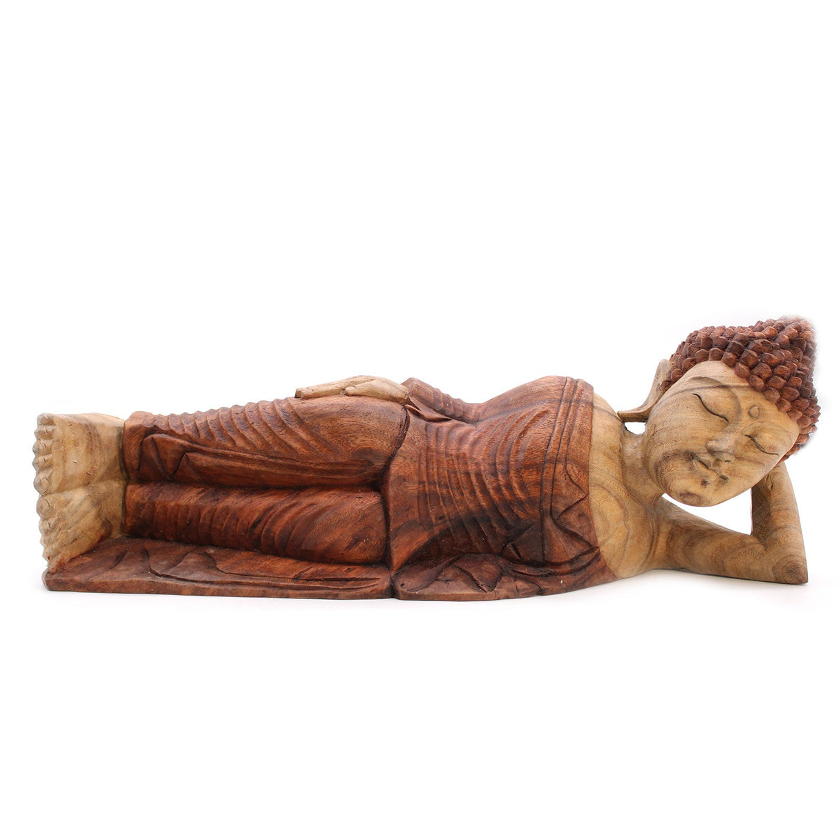 Yorkshire Bonsai Hand Carved Buddha Statue Wooden Decor - 40cm