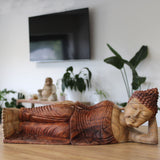 Yorkshire Bonsai Hand Carved Buddha Statue Wooden Decor - 40cm