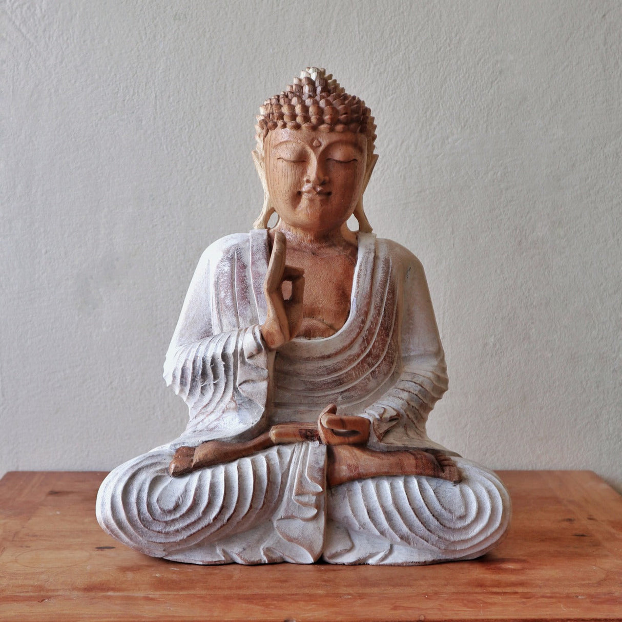 Yorkshire Bonsai Whitewash Buddha Statue Teaching Pose - 30cm