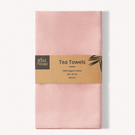 Wild & Stone Organic Cotton Tea Towels - Herringbone Weave - Set of 2