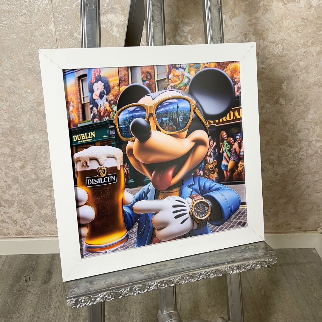 Pagazzi Funky Mickey Mouse Artwork with White Frame