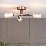 Pagazzi Icarus 3 Light Semi-Flush Ceiling Light Antique Brass