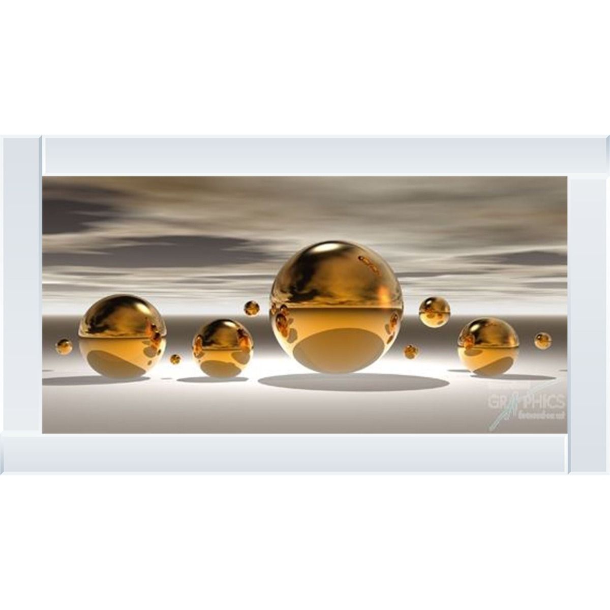Pagazzi Metallic Gold Liquid Art with Mirrored Frame - 67x117cm