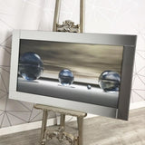 Pagazzi Metallic Silver Liquid Art with Mirrored Frame - 67x117cm