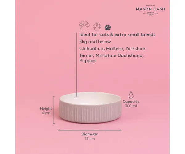 Mason Cash Linear Grey Pet Bowl, 300ml, Grey, Set of 2