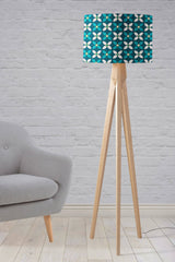 Shadowbright Blue and White Geometric Flowers Ceiling or Table Lampshade