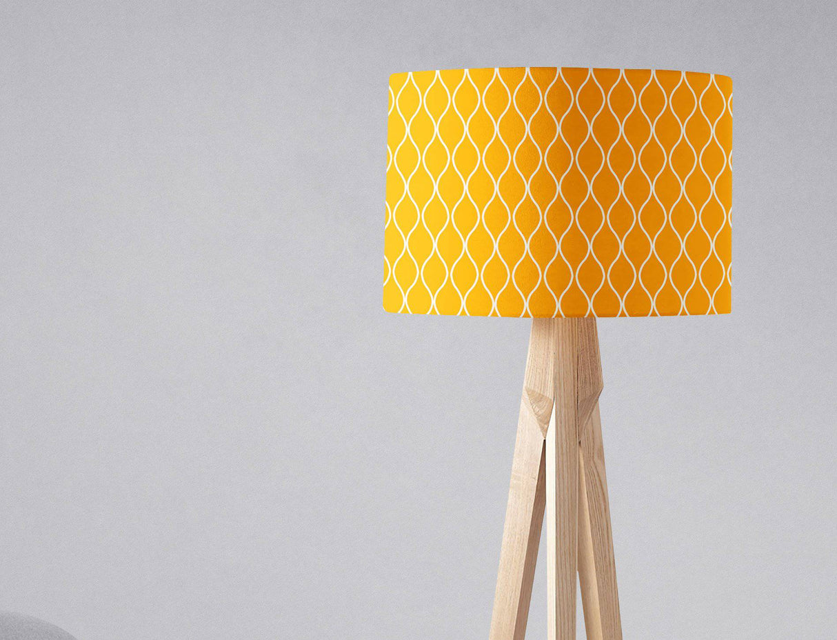 Shadowbright Yellow Ceiling or Table Lampshade with White Geometric Design