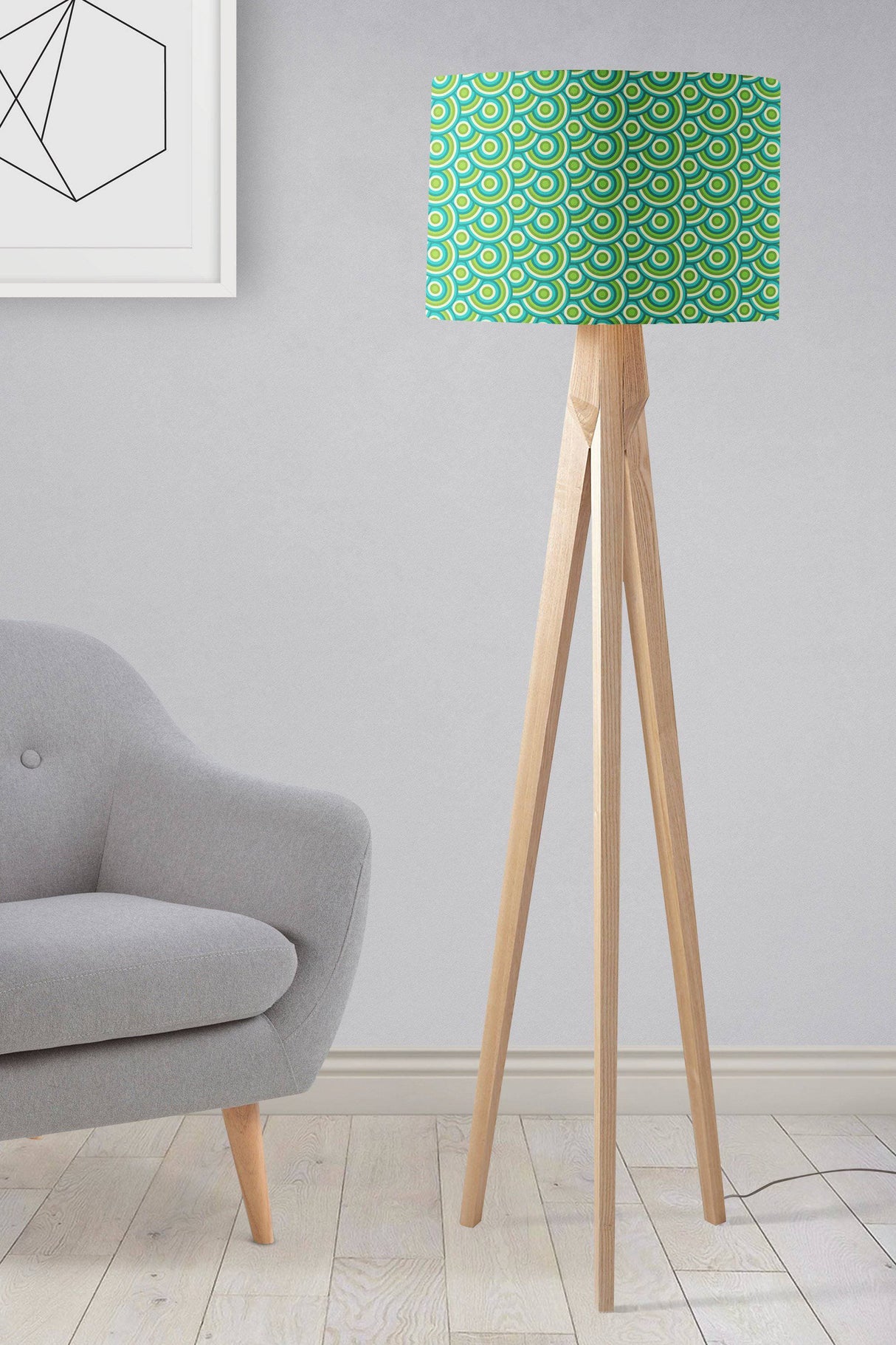 Shadowbright Green with 70's Retro Circles Design Lampshade