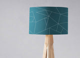 Shadowbright Teal Ceiling or Table Lampshade with White Lines Geometric Design
