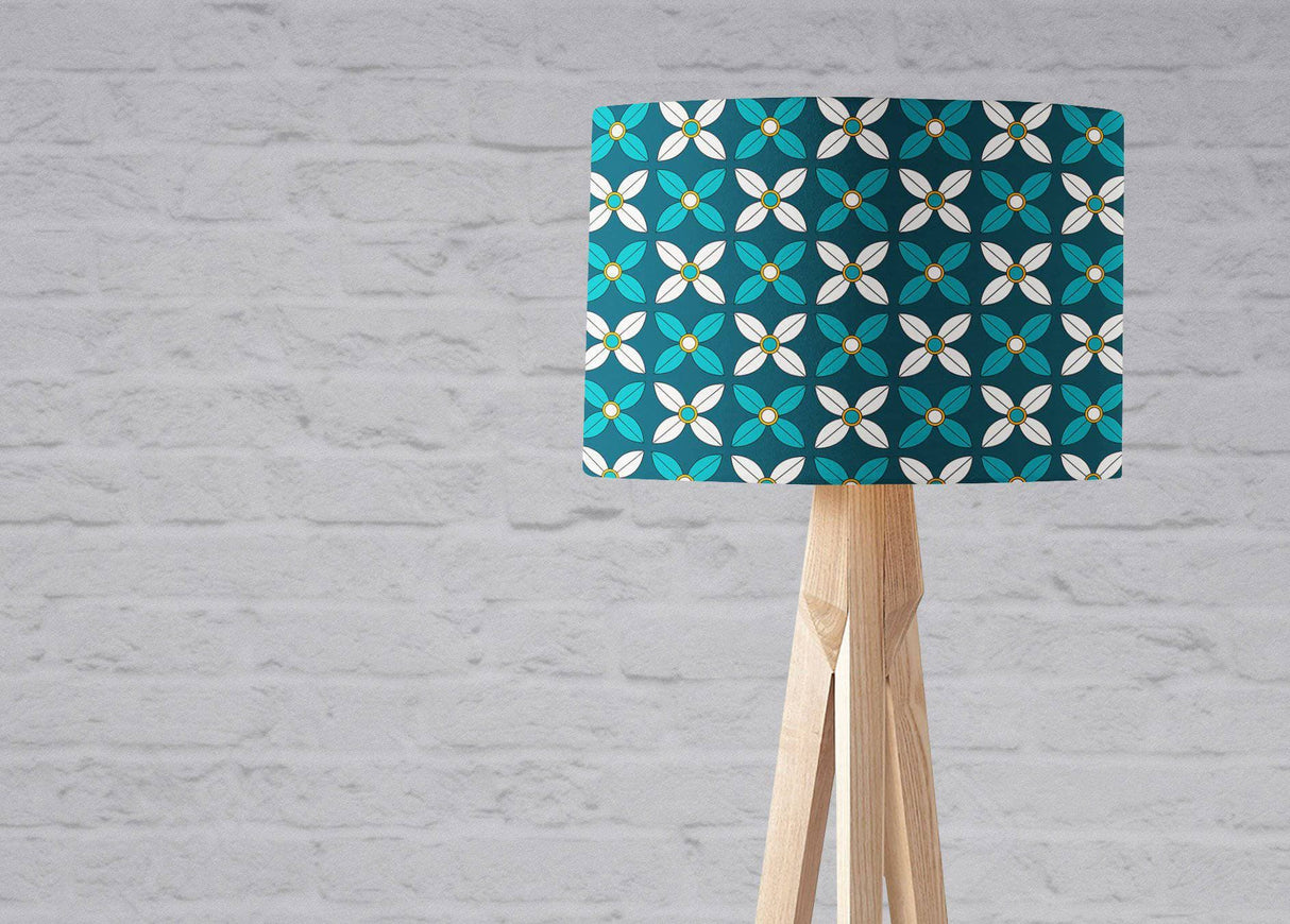 Shadowbright Blue and White Geometric Flowers Ceiling or Table Lampshade
