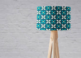 Shadowbright Blue and White Geometric Flowers Ceiling or Table Lampshade