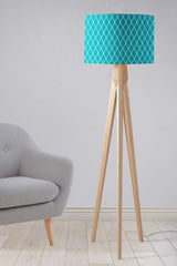 Shadowbright Turquoise Lampshade with a White Geometric Design