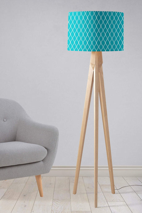 Shadowbright Turquoise Lampshade with a White Geometric Design