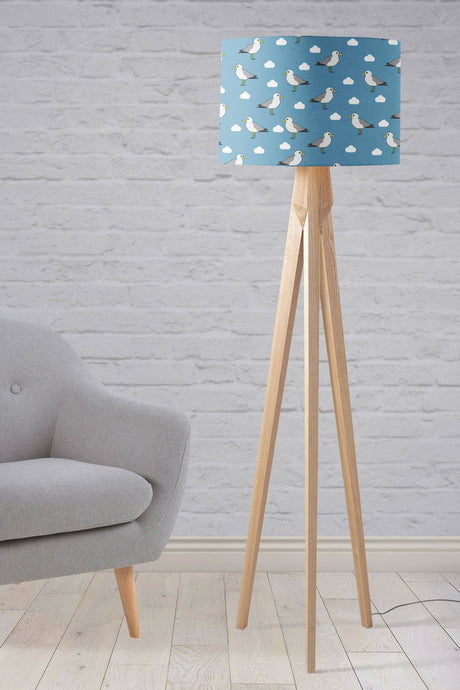 Shadowbright Blue Ceiling or Table Lampshade with Seagull Design