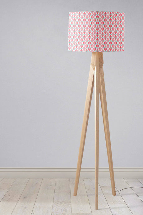 Shadowbright Pink Lampshade with White Geometric Design