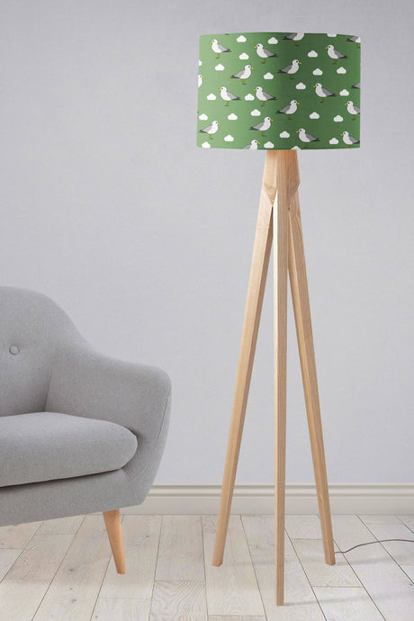 Shadowbright Green Ceiling or Table Lampshade with Seagull Design