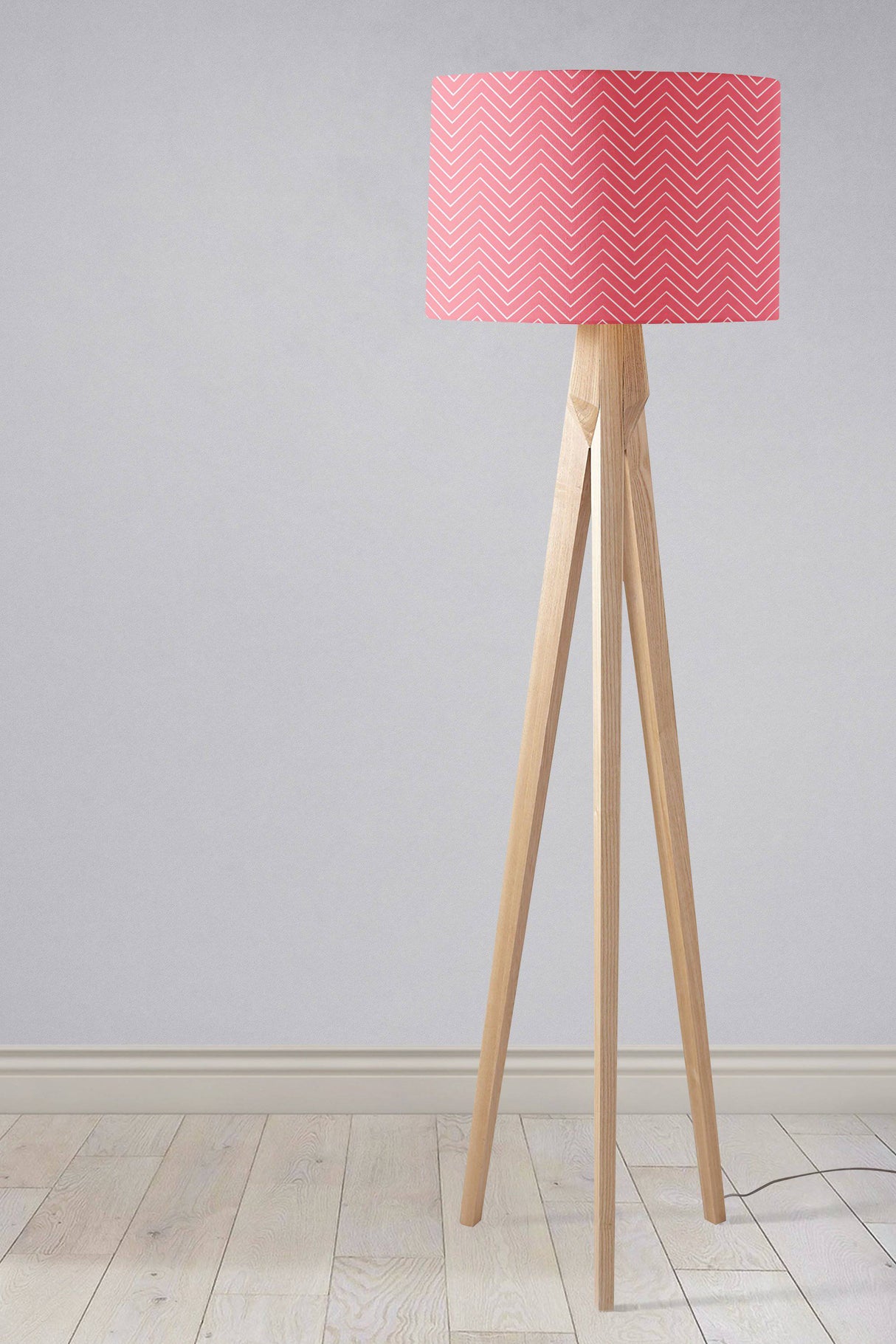 Shadowbright Pink Lampshade with White Chevron Design for Ceiling or Table
