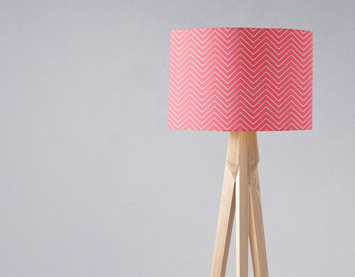 Shadowbright Pink Lampshade with White Chevron Design for Ceiling or Table