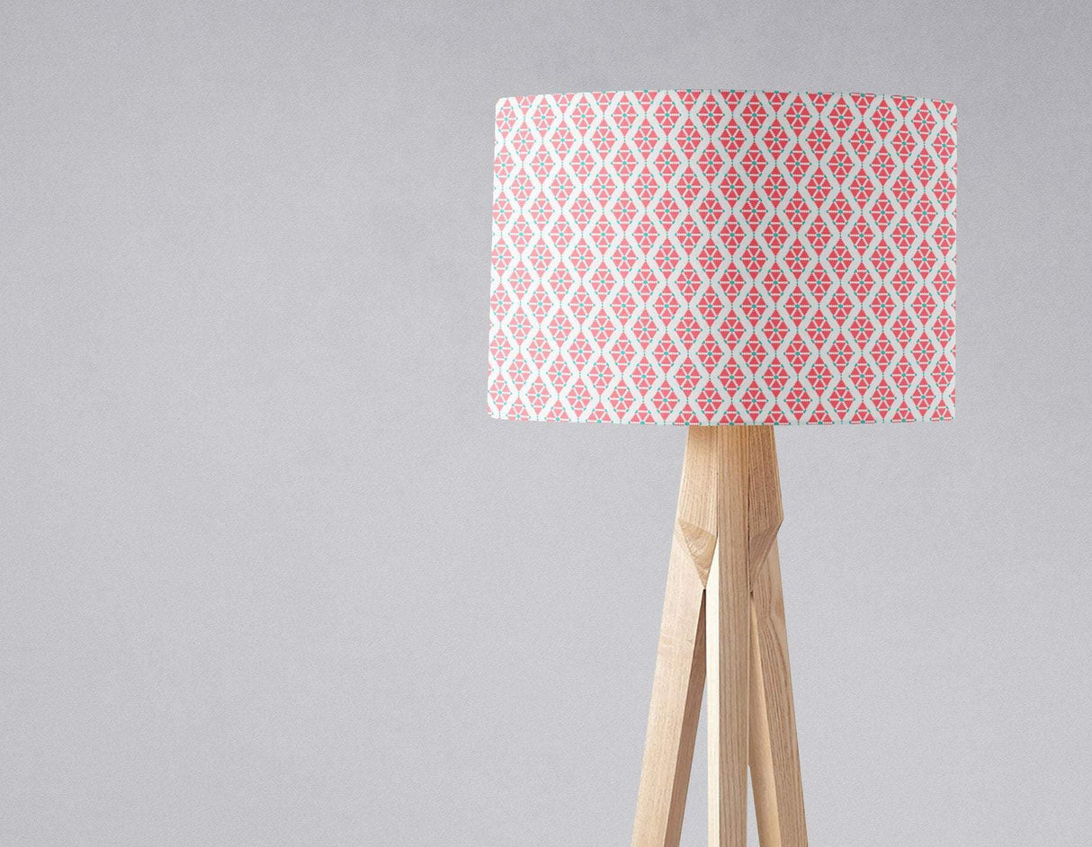 Shadowbright Pink Lampshade with White Geometric Design