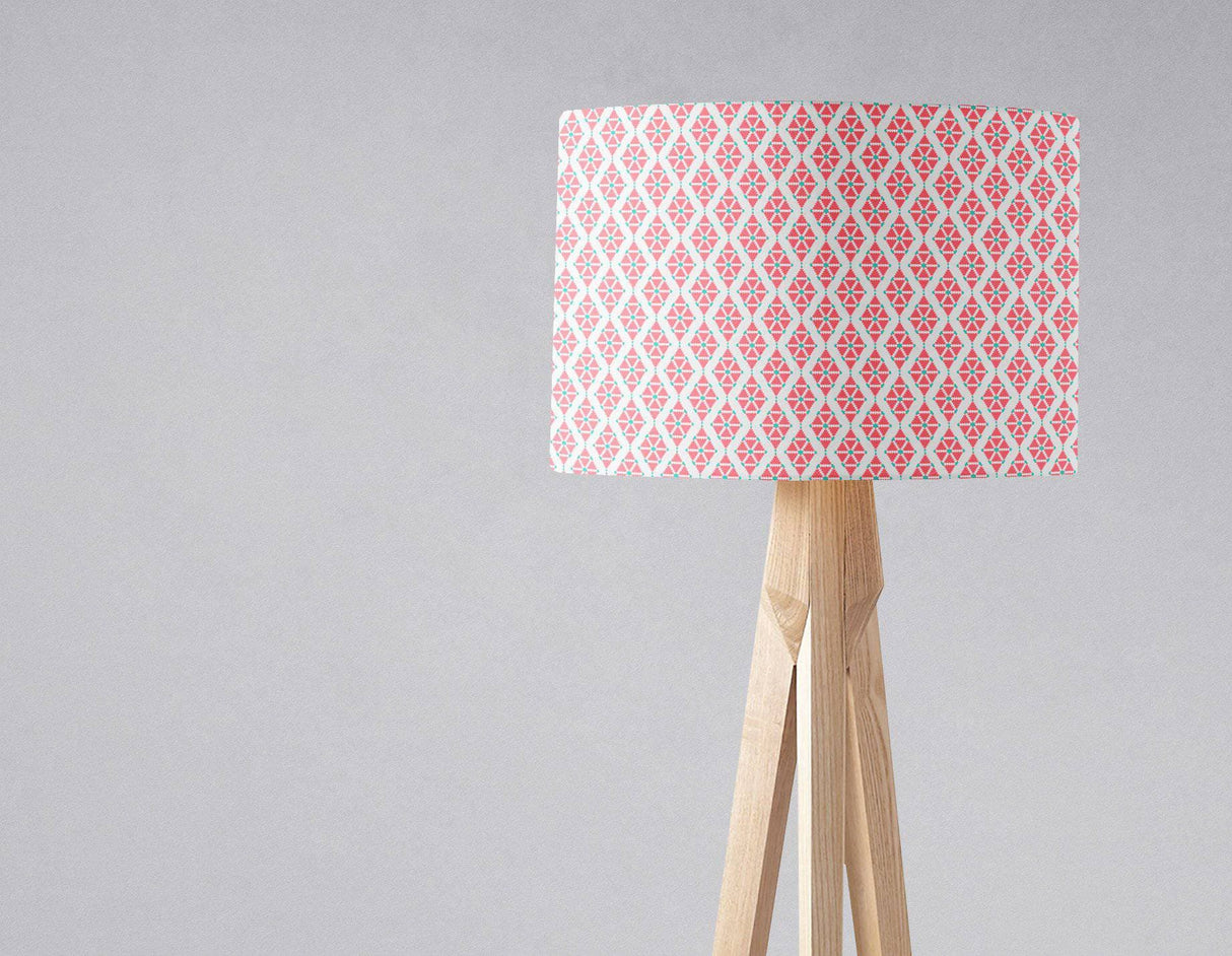 Shadowbright Pink Lampshade with White Geometric Design