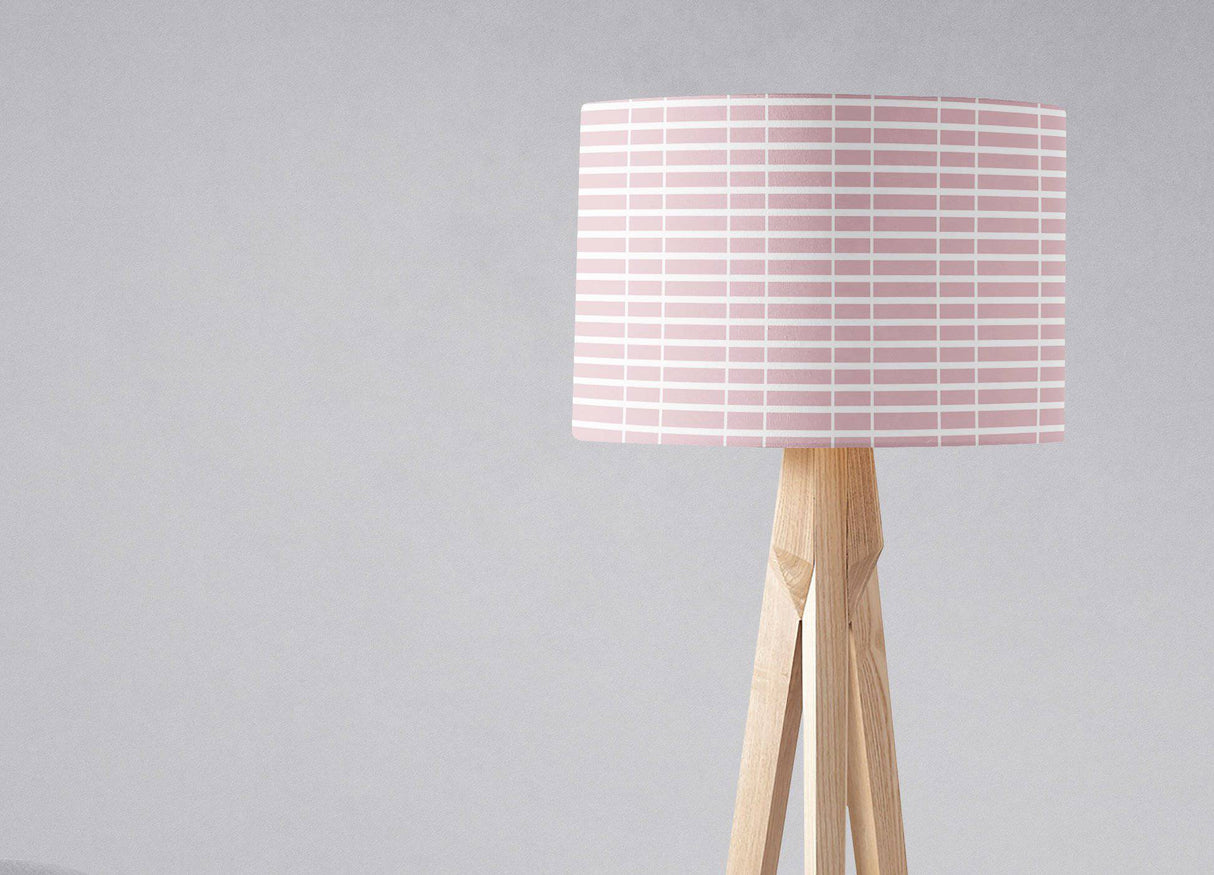 Shadowbright Pink Lampshade with White Lines Geometric Design, Ceiling or Table