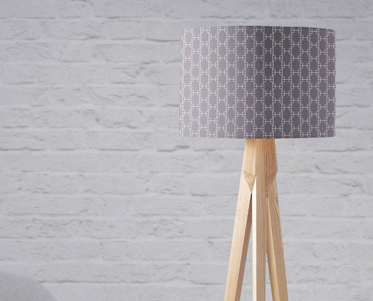 Shadowbright Grey with White Squares Geometric Design Lampshade, Ceiling or Table