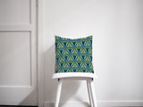 Shadowbright Green and Blue Art Deco Design Cushions, Throw Pillow