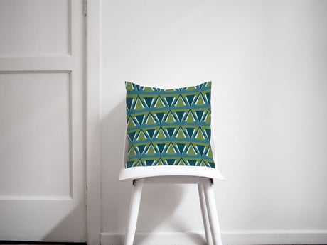Shadowbright Green and Blue Art Deco Design Cushions, Throw Pillow