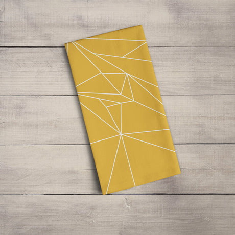 Shadowbright Yellow Tea Towel with a White Geometric Line Design, Dish/Kitchen