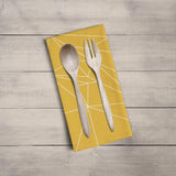 Shadowbright Yellow Tea Towel with a White Geometric Line Design, Dish/Kitchen
