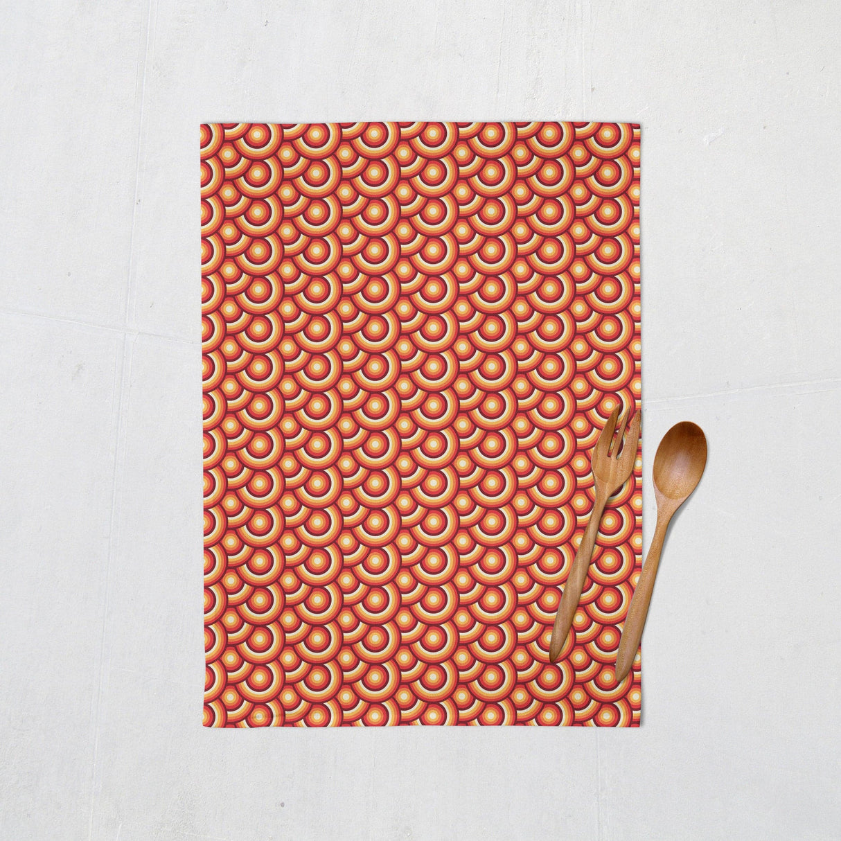 Shadowbright Orange Tea Towels with 70's Retro Design, Dish/Kitchen Towels