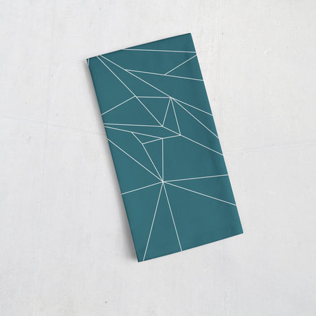 Shadowbright Teal Tea Towel with a White Line Geometric Design, Dish/Kitchen Towel
