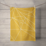 Shadowbright Yellow Tea Towel with a White Geometric Line Design, Dish/Kitchen